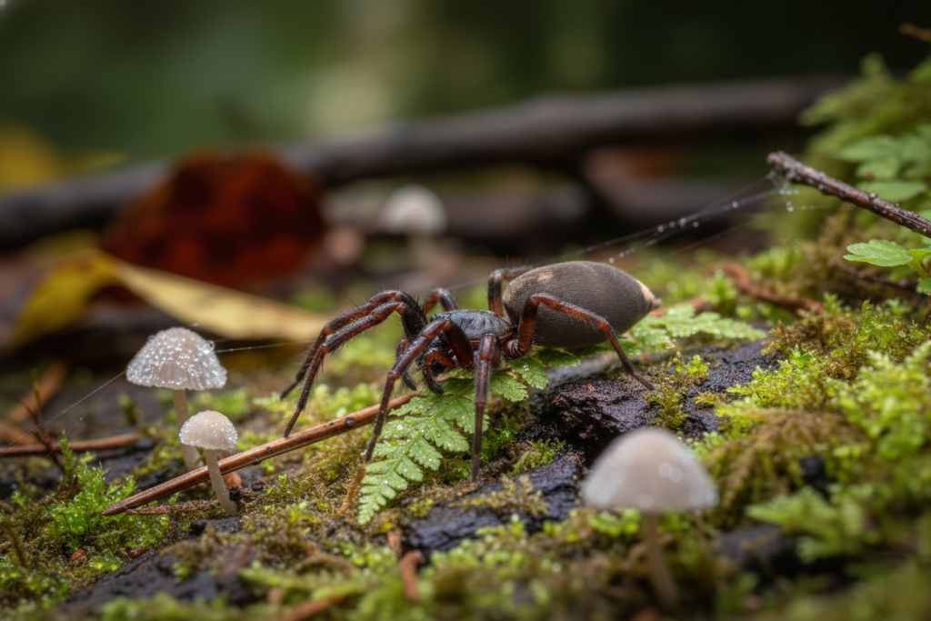 white tailed spider in forest
